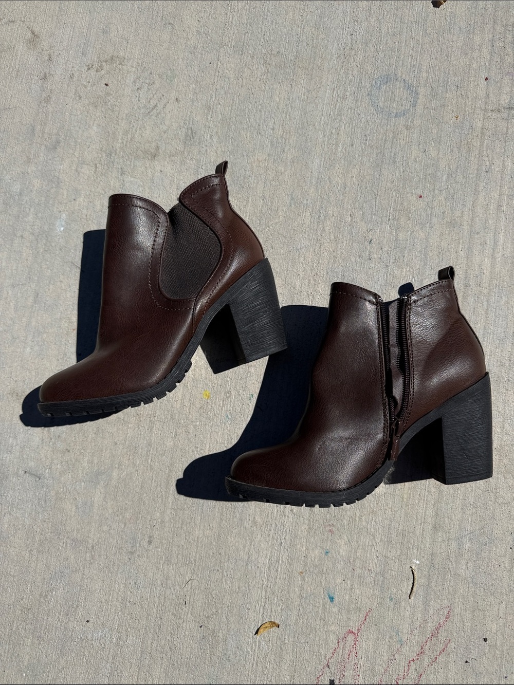 Nature Breeze Dark Brown Chunky Heel Ankle Booties